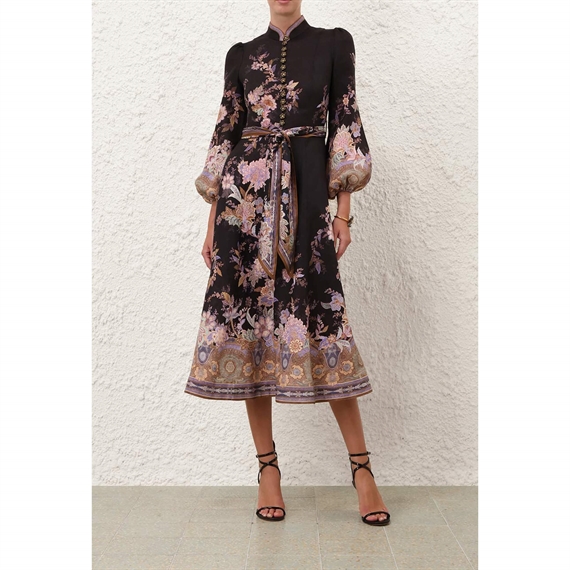 Zimmermann Luna Button Midi Kjole, Midnight Paisley
